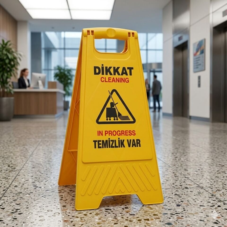 Temizlik Var Levhası 950 Gr - Türkçe + İngilizce