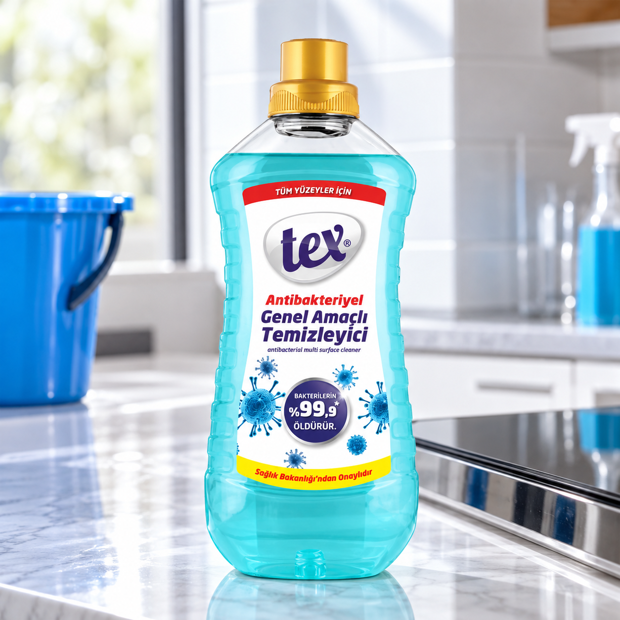 Tex Antibakteriyel Genel Amaçlı Temizleyici 1,5 Lt Mavi