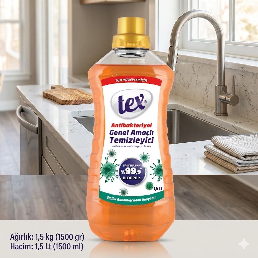Tex Antibakteriyel Genel Amaçlı Temizleyici 1,5 Lt  Turuncu