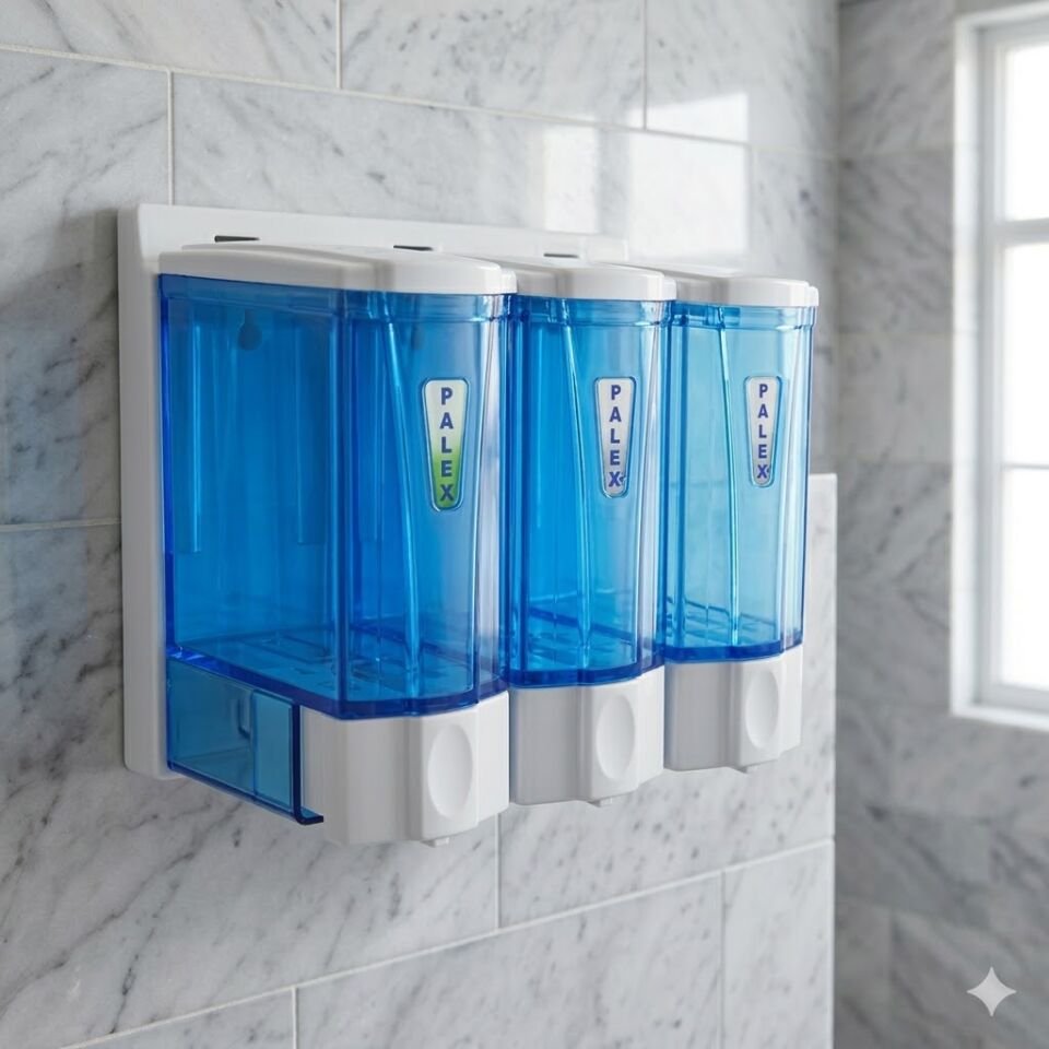 Mini Sıvı Sabun Dispenseri Üçlü 250*3 Cc Krom Kaplama