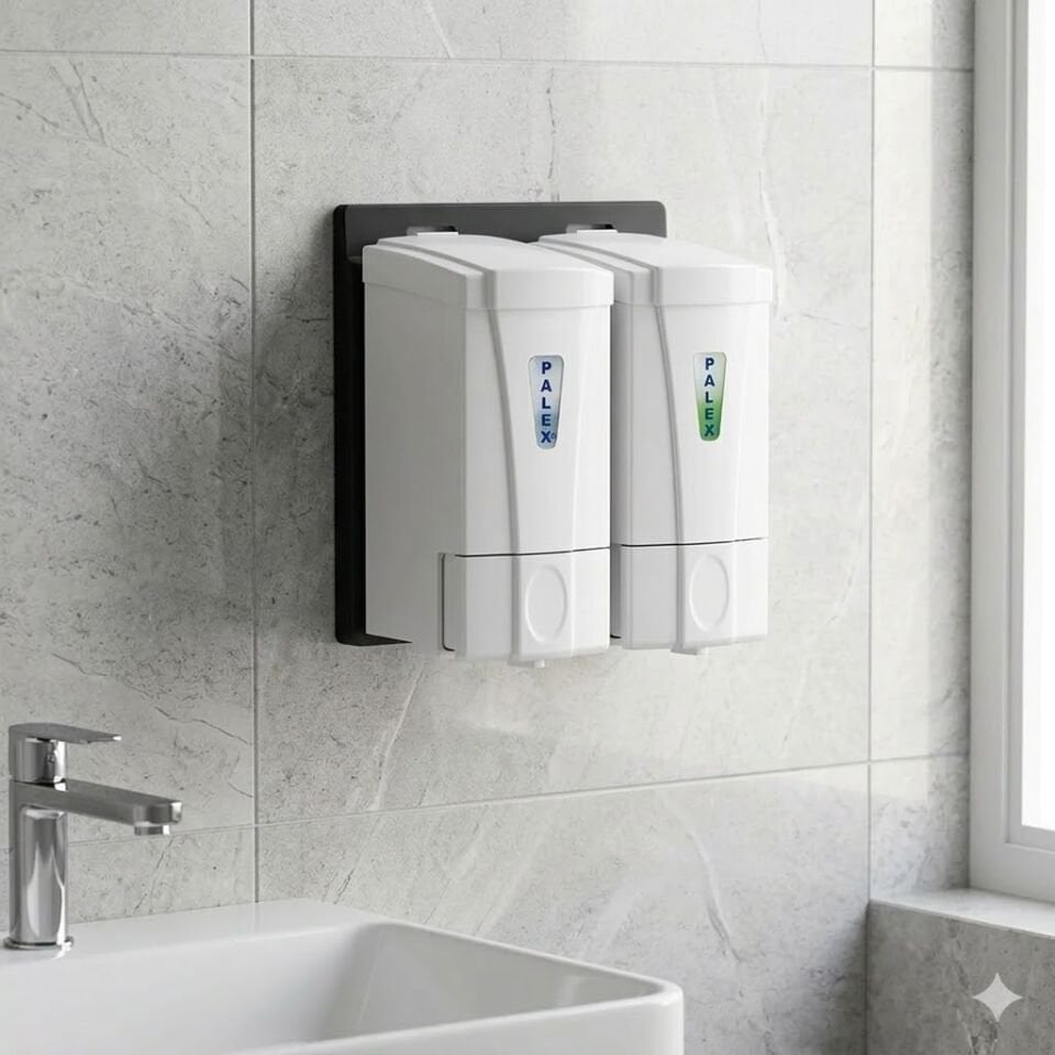 Mini Sıvı Sabun Dispenseri Çiftli 250*2 Cc Beyaz