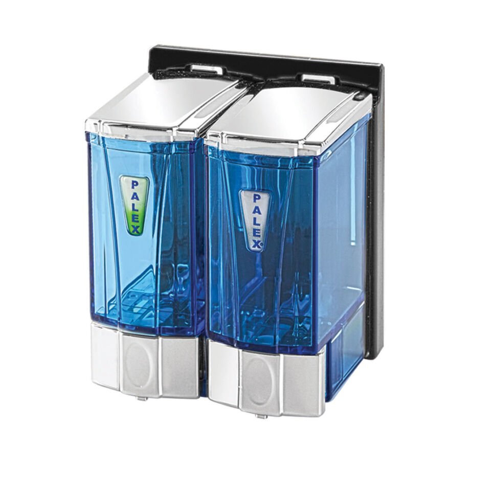 Mini Sıvı Sabun Dispenseri Çiftli 250*2 Cc Şeffaf Krom
