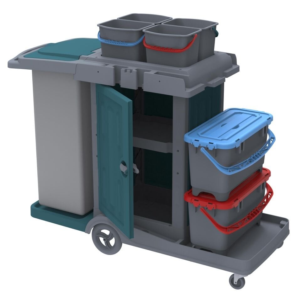 Herkül Dolaplı  Kat Arabası, 2X20 Lt Hermetik Kova, 
120 Lt Branda, 4X6 Lt Kova 610X1050X570