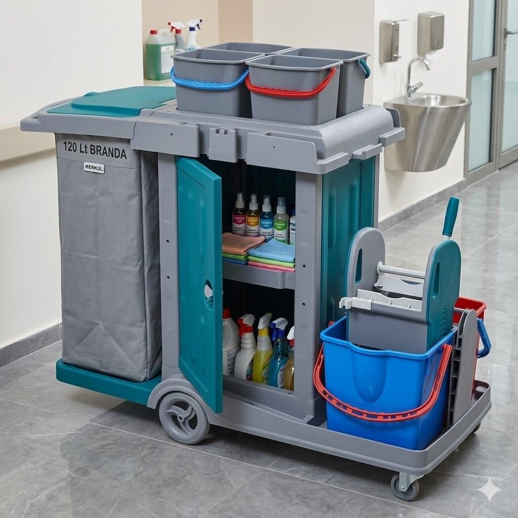 Herkül Classıc Dolaplı Kat Arabası, 120 Lt Branda , 4X6 Lt Kova, 2X18 Lt Kova 610X1050X570