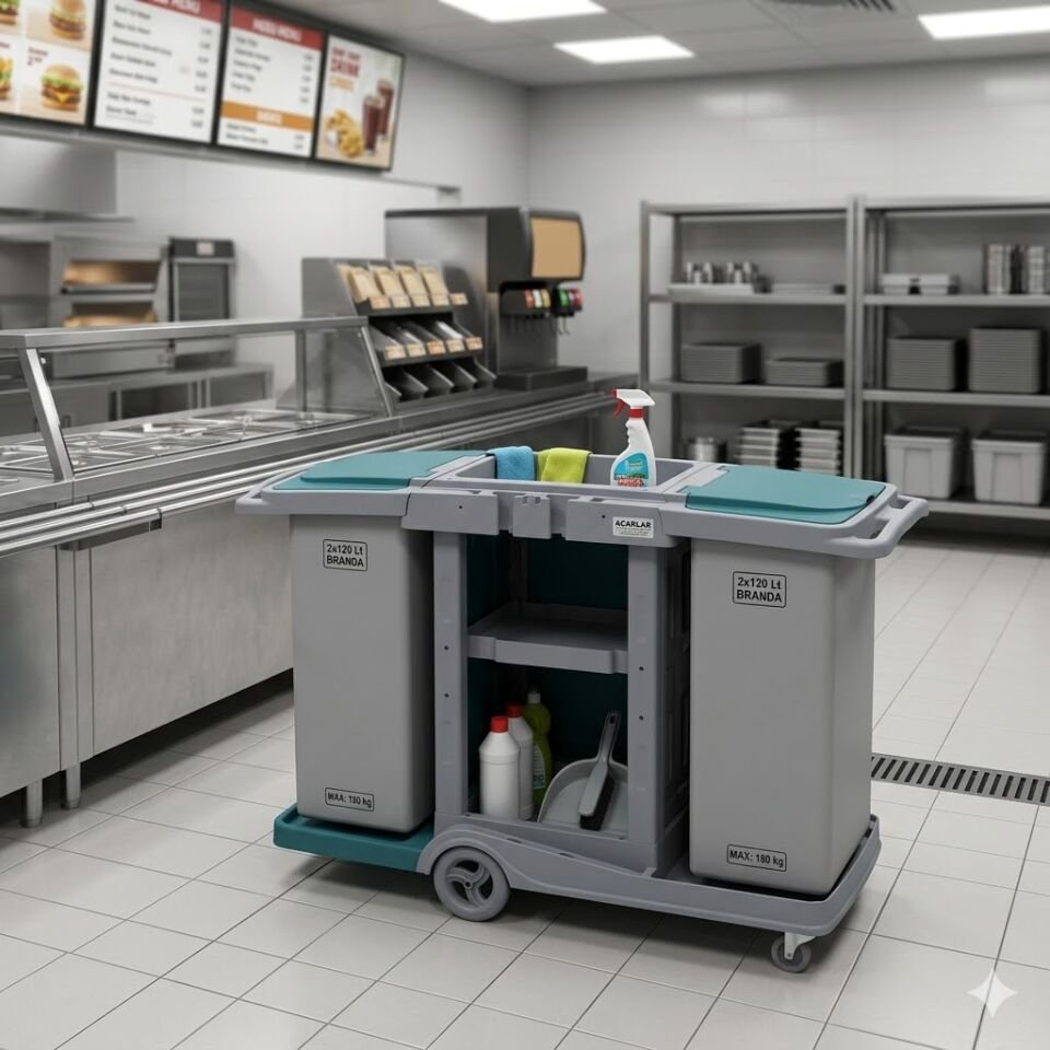 Herkül Fast Food Kat Arabası, 2X120 Lt Branda 580X980X560