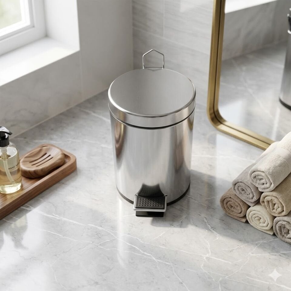 Krom Pedallı Çöp Kovası 5 Lt