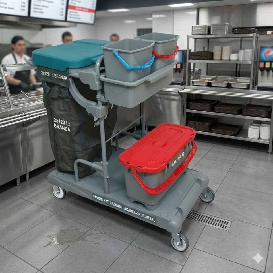 Favori Kat Arabası , 1X20 Lt Hermetik Kova , 
2X6 Kova , 100 Lt Branda Boyalı 580X980X560