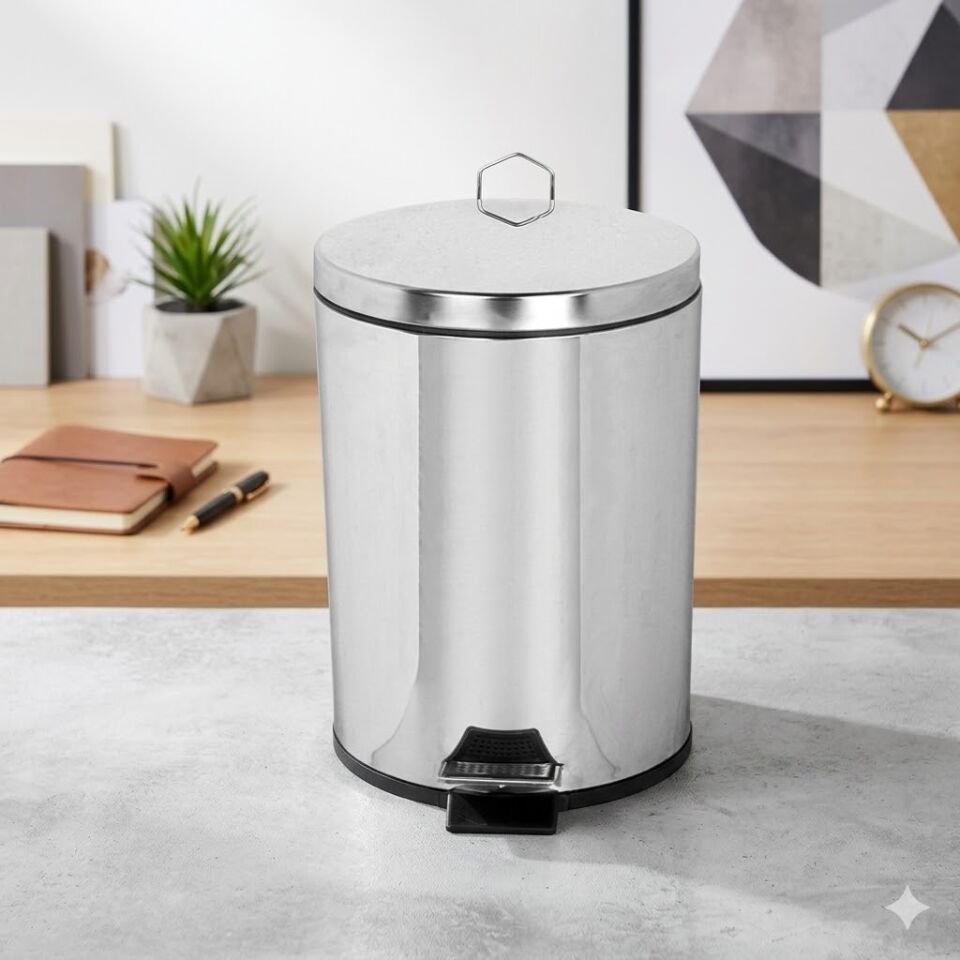 Krom Pedallı Çöp Kovası 20 Lt