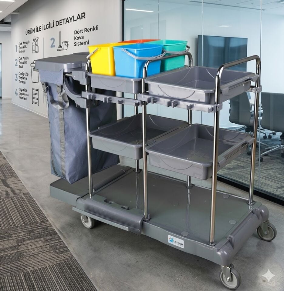 Jumbo Kat Arabası , 100 Lt Branda , 4X6 Lt Kova Krom 580X980X560