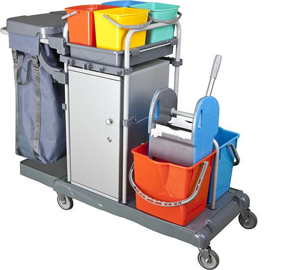 Smart Dolaplı Kat Arabası 100 Lt Branda 4X6 Lt Kova 2X18 Lt Kova Boyalı