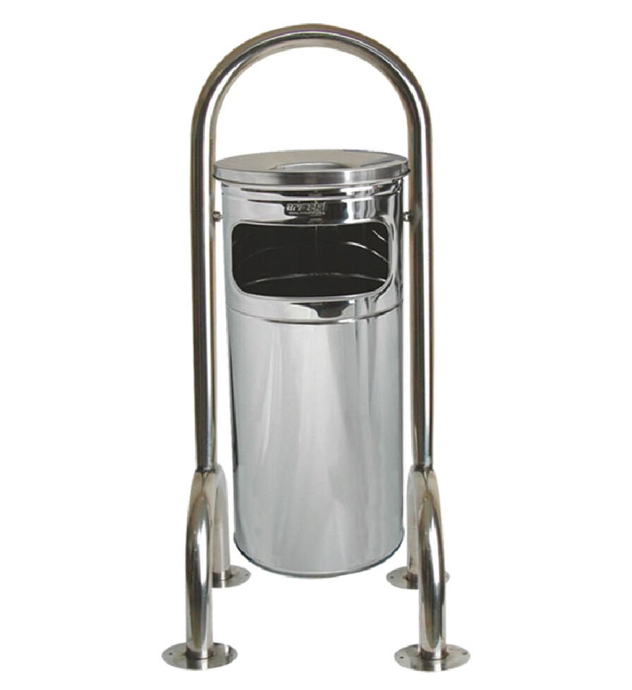 Dört Ayaklı Bahçe Tipi Çöp Kovası Krom