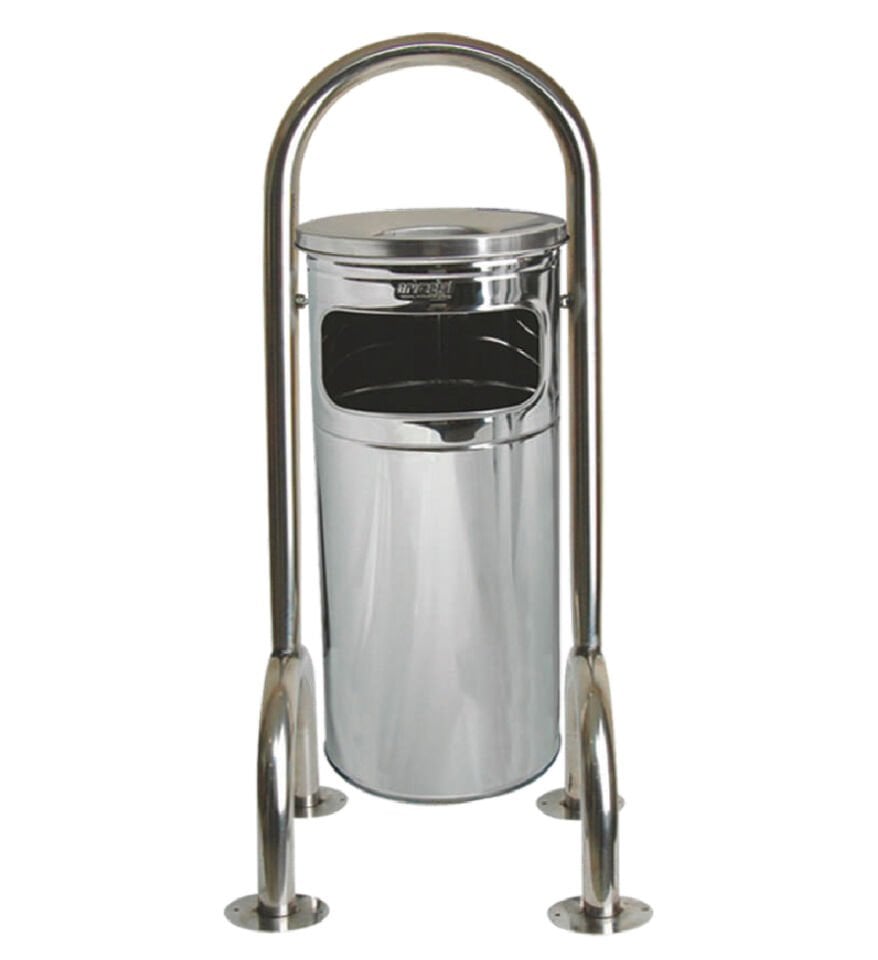 Dört Ayaklı Bahçe Tipi Çöp Kovası Krom