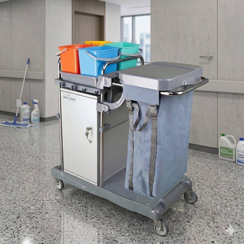 Smart Dolaplı Kat Arabası 100 Lt Branda 4X6 Lt Kova Krom