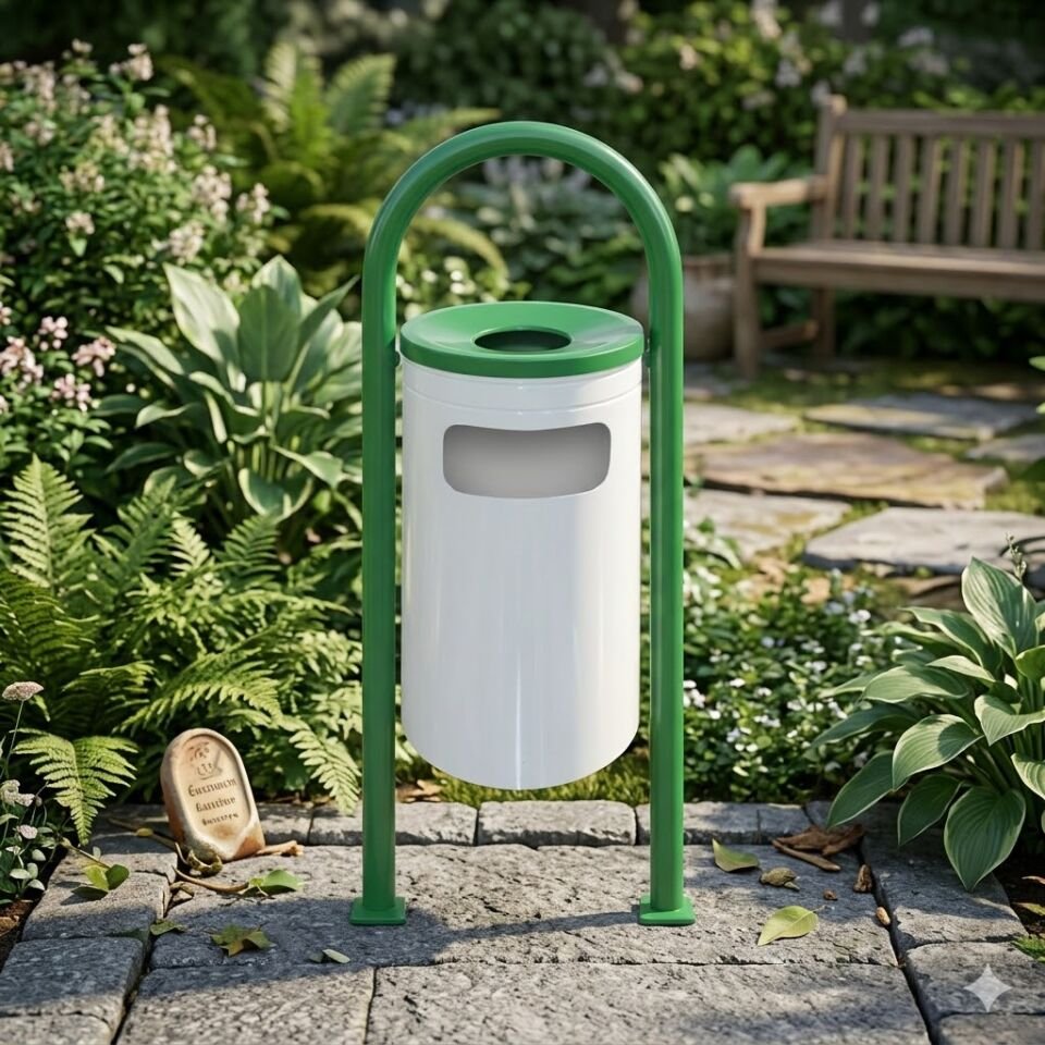 Çift Ayaklı Bahçe Tipi Çöp Kovası Boyalı
