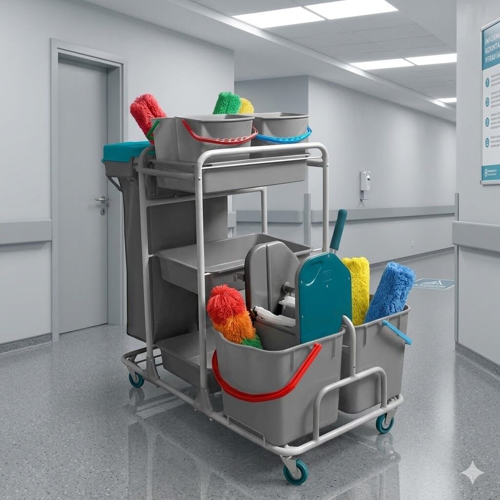 Yakamoz Kat Arabası , 100 Lt Branda, 4X6 Lt Kova, 2X18 Lt Kova Boyalı 610X1050X500