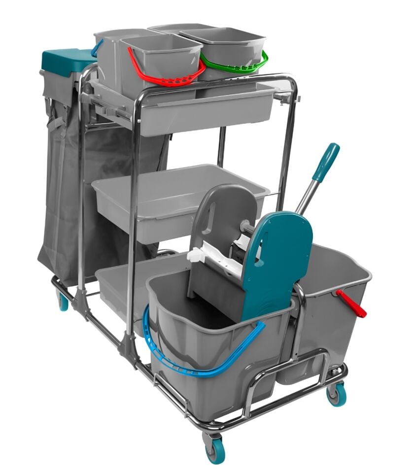 Yakamoz Kat Arabası , 100 Lt Branda , 4X6 Lt Kova, 2X18 Lt Kova Krom 610X1050X500