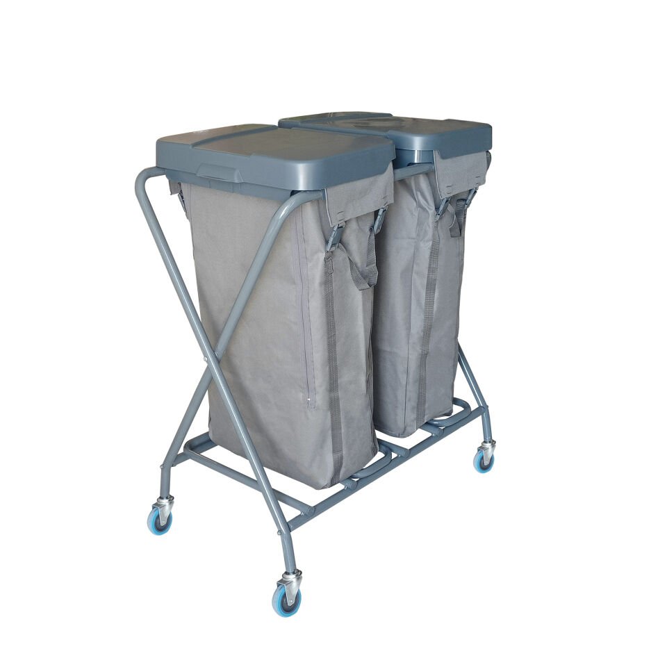 Çapraz Çöp Çamaşır Toplama Arabası , 2X100 Lt Branda 800X1100X300