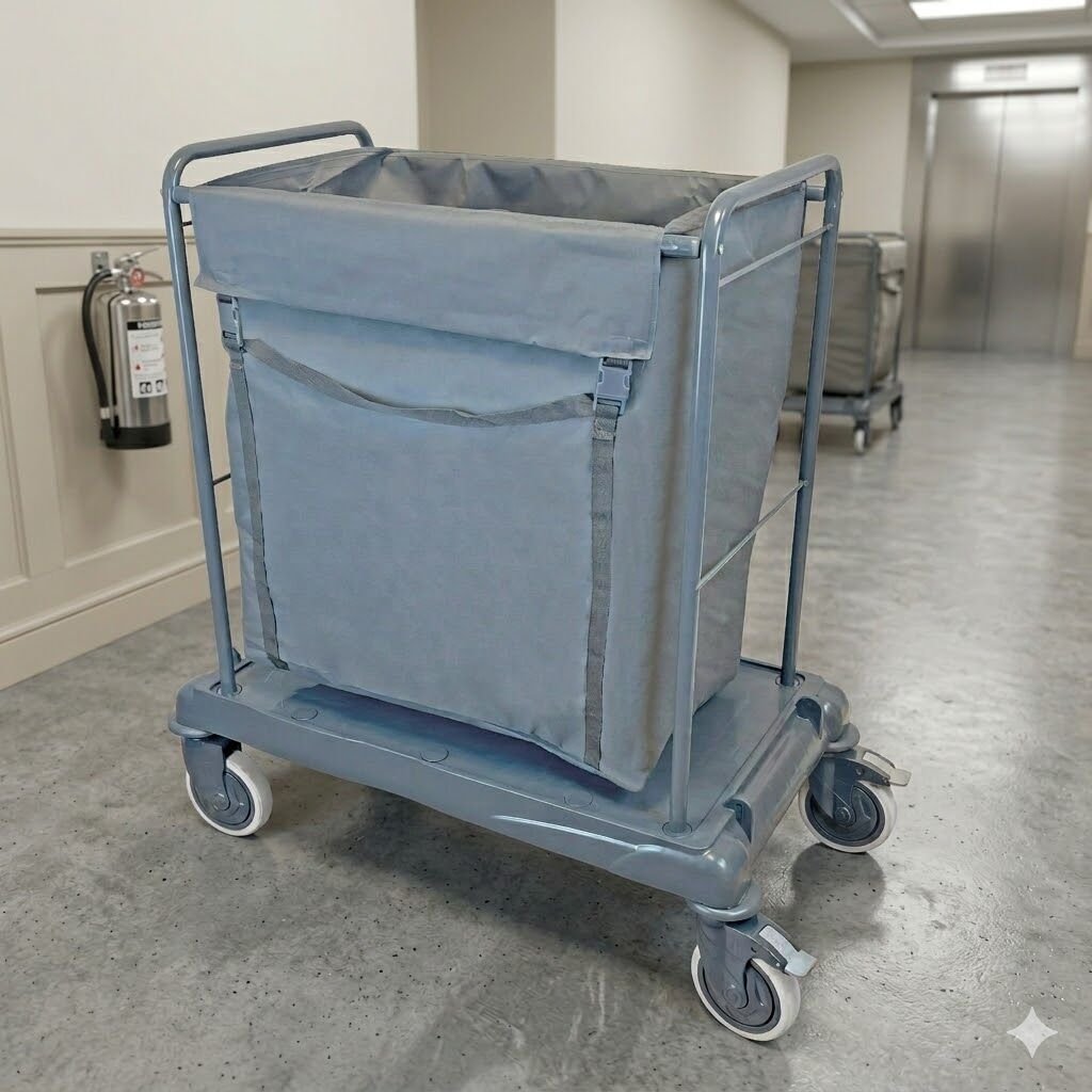 Çöp Çamaşır Toplama Arabası , 200 Lt Branda , Büyük Teker , Boyalı (Plastik Şaseli) Boyalı 800X1100X300