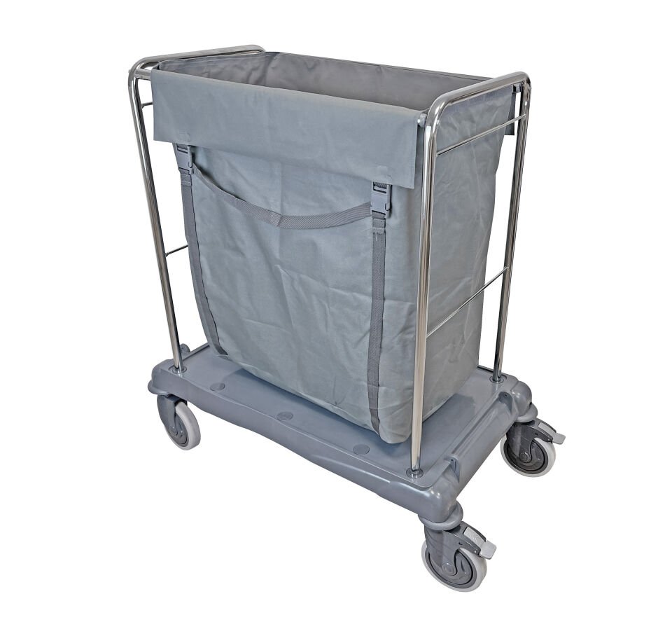 Çöp Çamaşır Toplama Arabası , 200 Lt Branda , Büyük Teker , Krom (Plastik Şaseli) Krom 800X1100X300