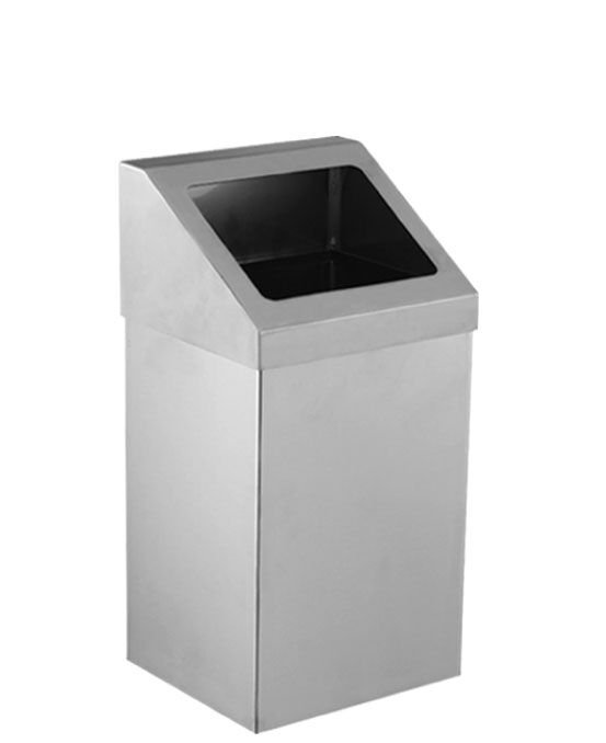 Krom Açık Çatı Kapaklı Çöp Kovası 36 Lt.