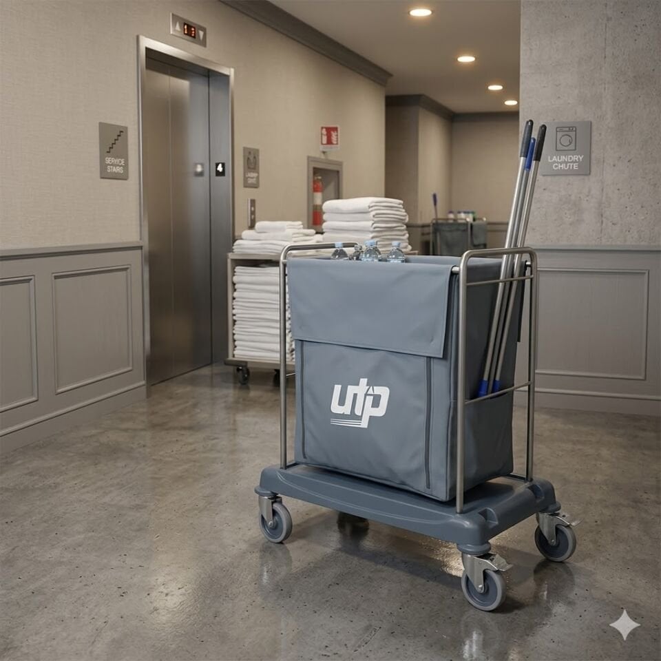 Çöp Çamaşır Toplama Arabası , 200 Lt Kapaklı Branda Krom 800X1100X300