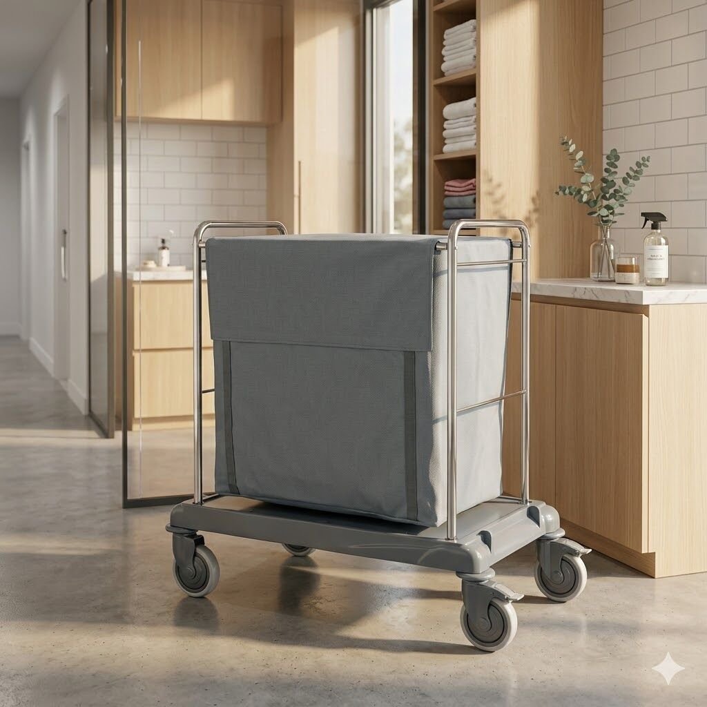 Çöp ve Çamaşır Toplama Arabası - 200 LT Kapaklı Branda Krom