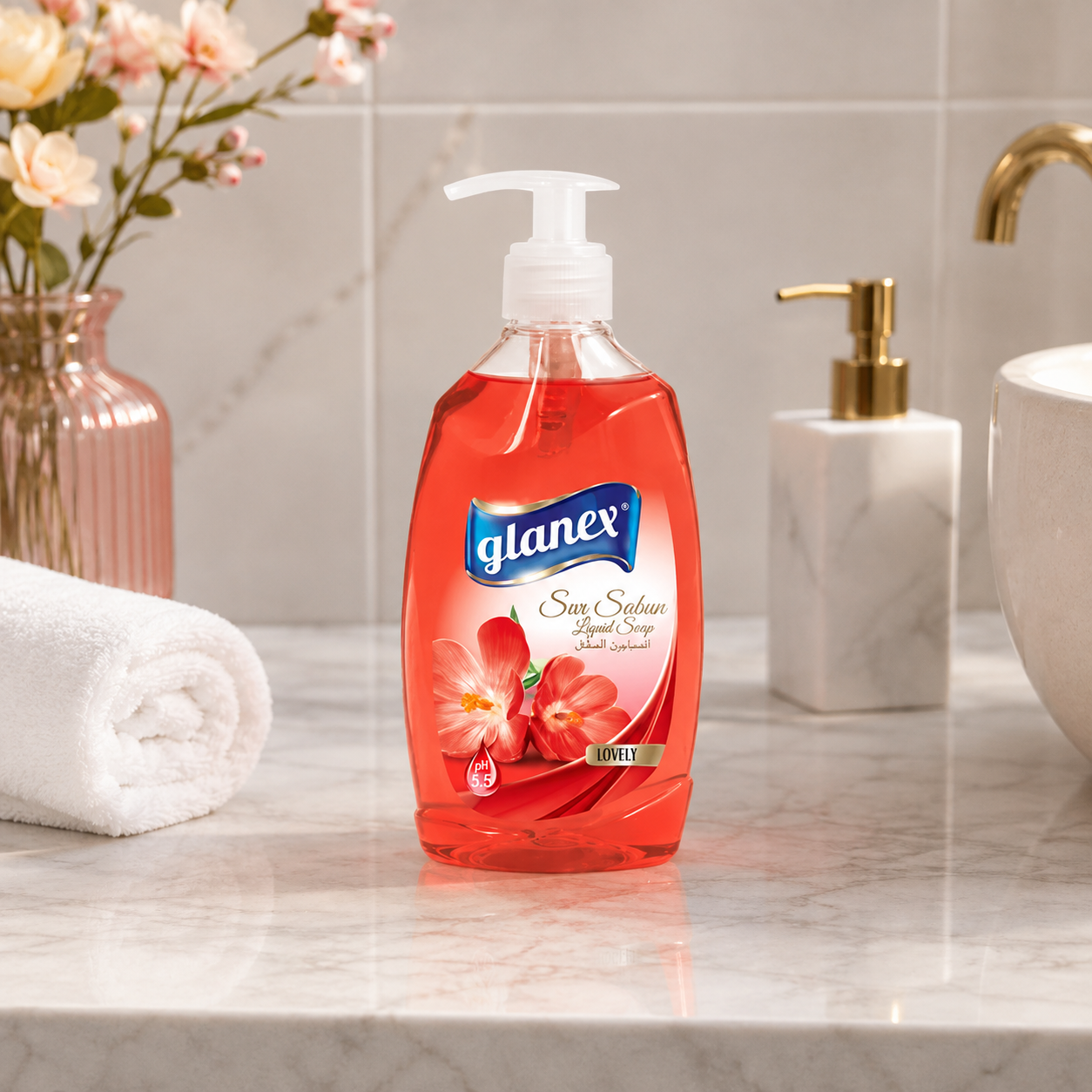 Glanex Sıvı El Sabunu (Kırmızı) 400 Gr