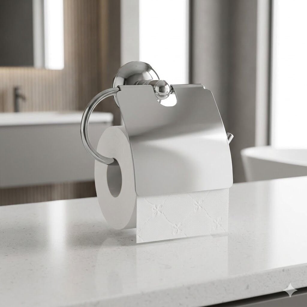 Krom Ev Tipi Wc Kağıt Asacağı (Kapaklı)