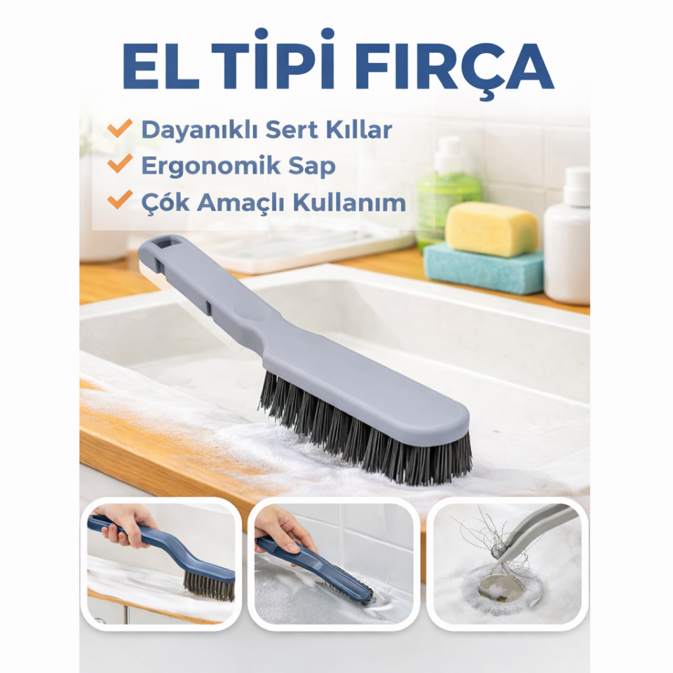 El Tipi Fırça - Dayanıklı, Ergonomik ve Çok Amaçlı Temizlik Fırçası