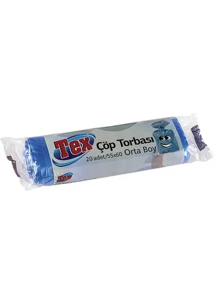 Tex Orta Boy Çöp Torbası Siyah 55X60 Cm Ruloda 20 Adet Kolide 50 Rulo 12 Mikron 75 Gram
