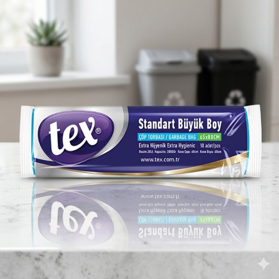 Tex Büyük Boy Çöp Torbası Mavi 65X80 Cm 15 Mikron 75 Gram