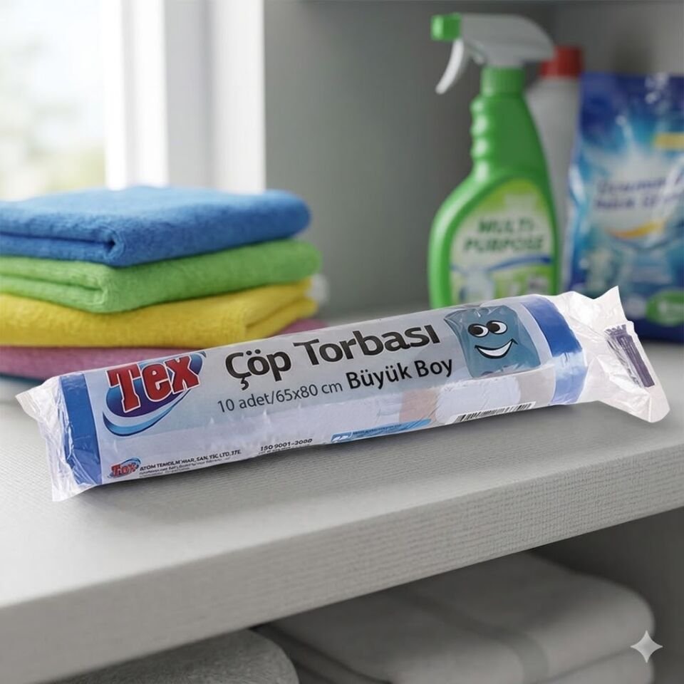 Tex Büyük Boy Çöp Torbası Siyah 65X80 Cm  15 Mikron 75 Gram