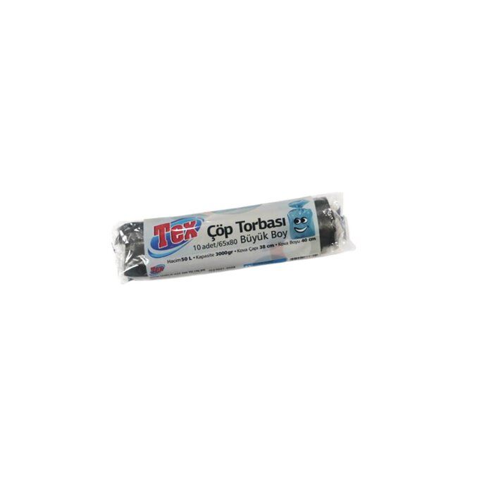 Tex Büyük Boy Çöp Torbası Siyah 65X80 Cm 15 Mikron 75 Gram