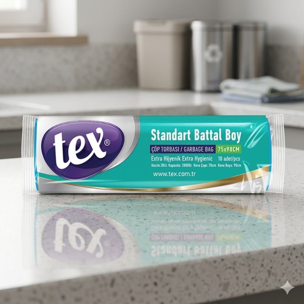 Tex Battal Boy Çöp Torbası Mavi 75X90 Cm  22 Mikron 135 Gram