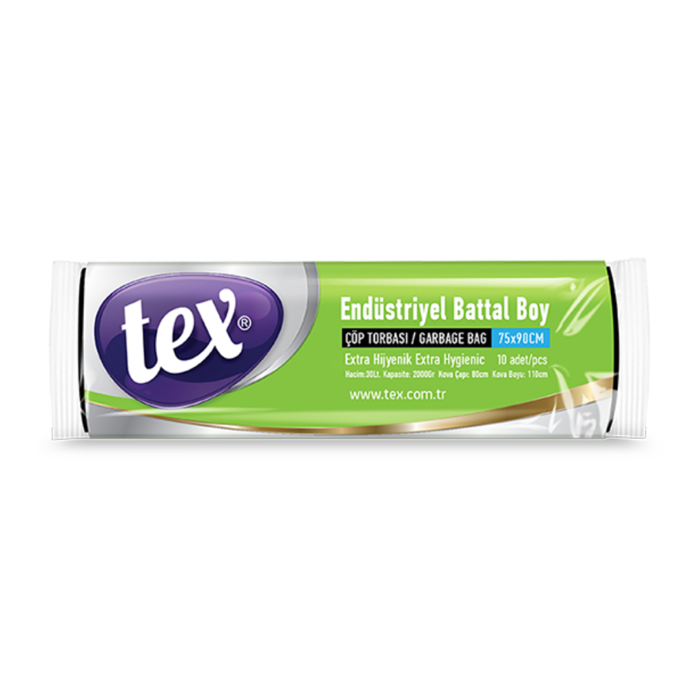 Tex Battal Boy Çöp Torbası Siyah 75X90 Cm 22 Mikron 135 Gram