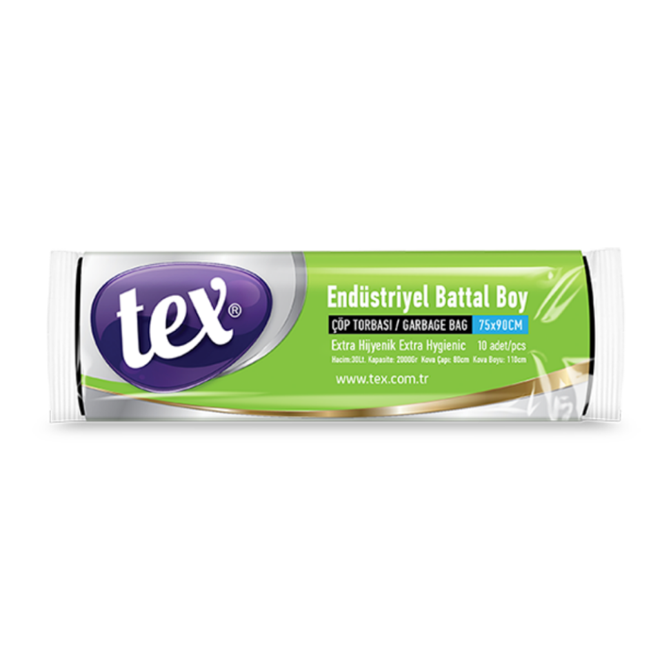 Tex Battal Boy Çöp Torbası Siyah 75X90 Cm 22 Mikron 135 Gram