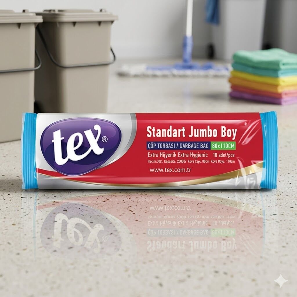 Tex Jumbo Boy Çöp Torbası Mavi 80X110 Cm 28 Mikron 235 Gram