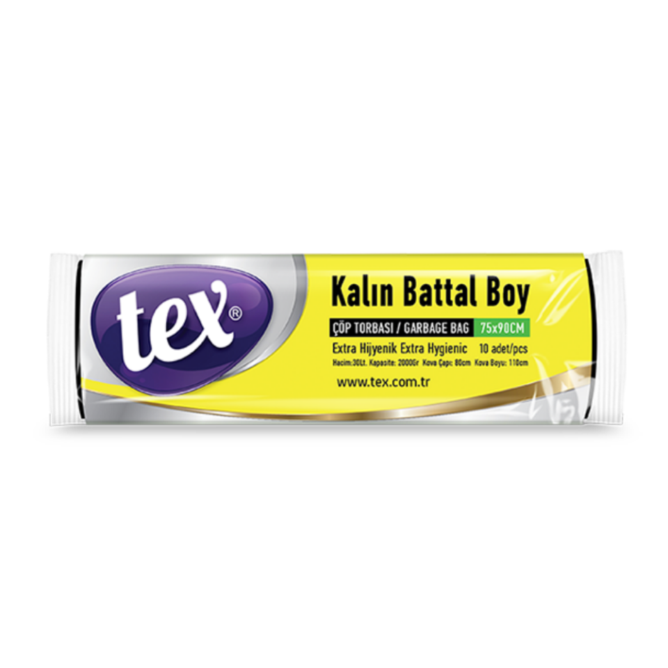 Tex Kalın Battal Boy Çöp Torbası Mavi 75X90 Cm 42 Mikron 280 Gram