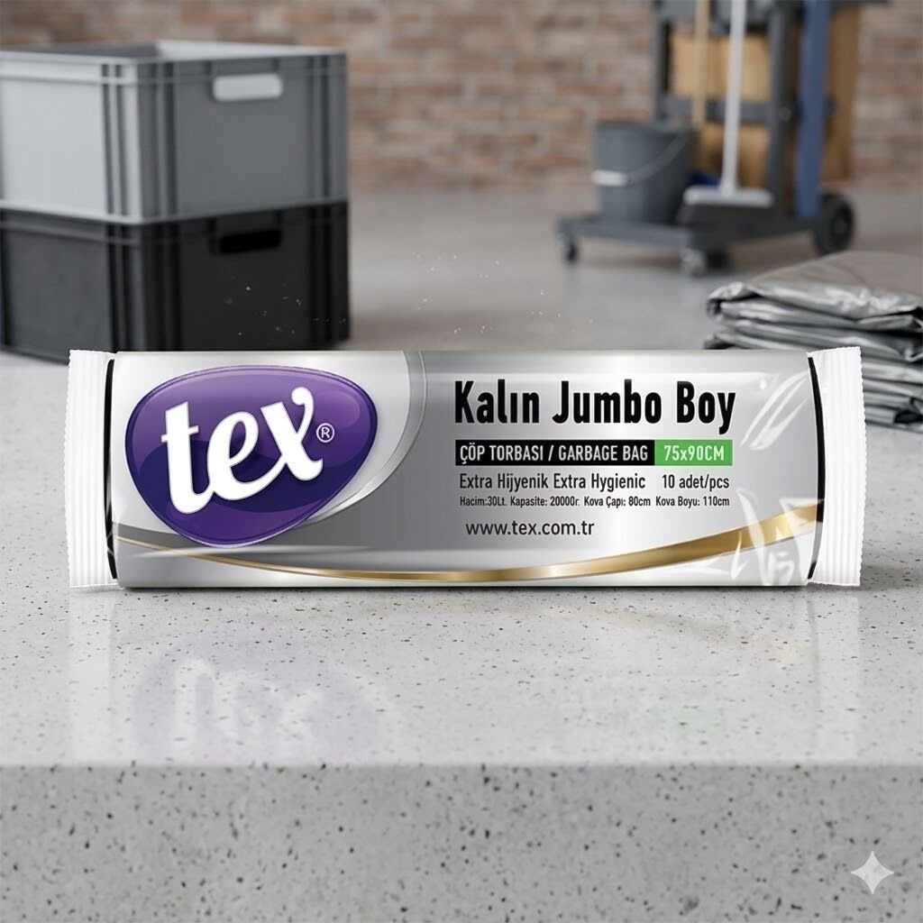Tex Kalın Jumbo Boy Çöp Torbası Siyah 80X110 Cm  45 Mikron 380 Gram