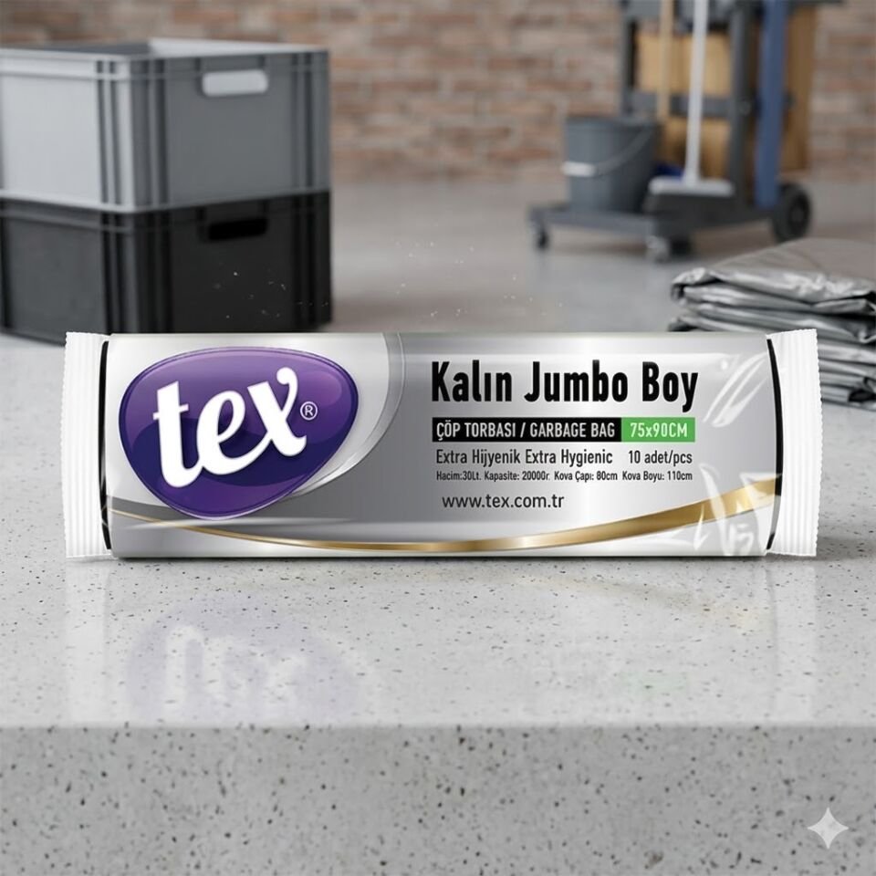 Tex Kalın Jumbo Boy Çöp Torbası Siyah 80X110 Cm  45 Mikron 380 Gram