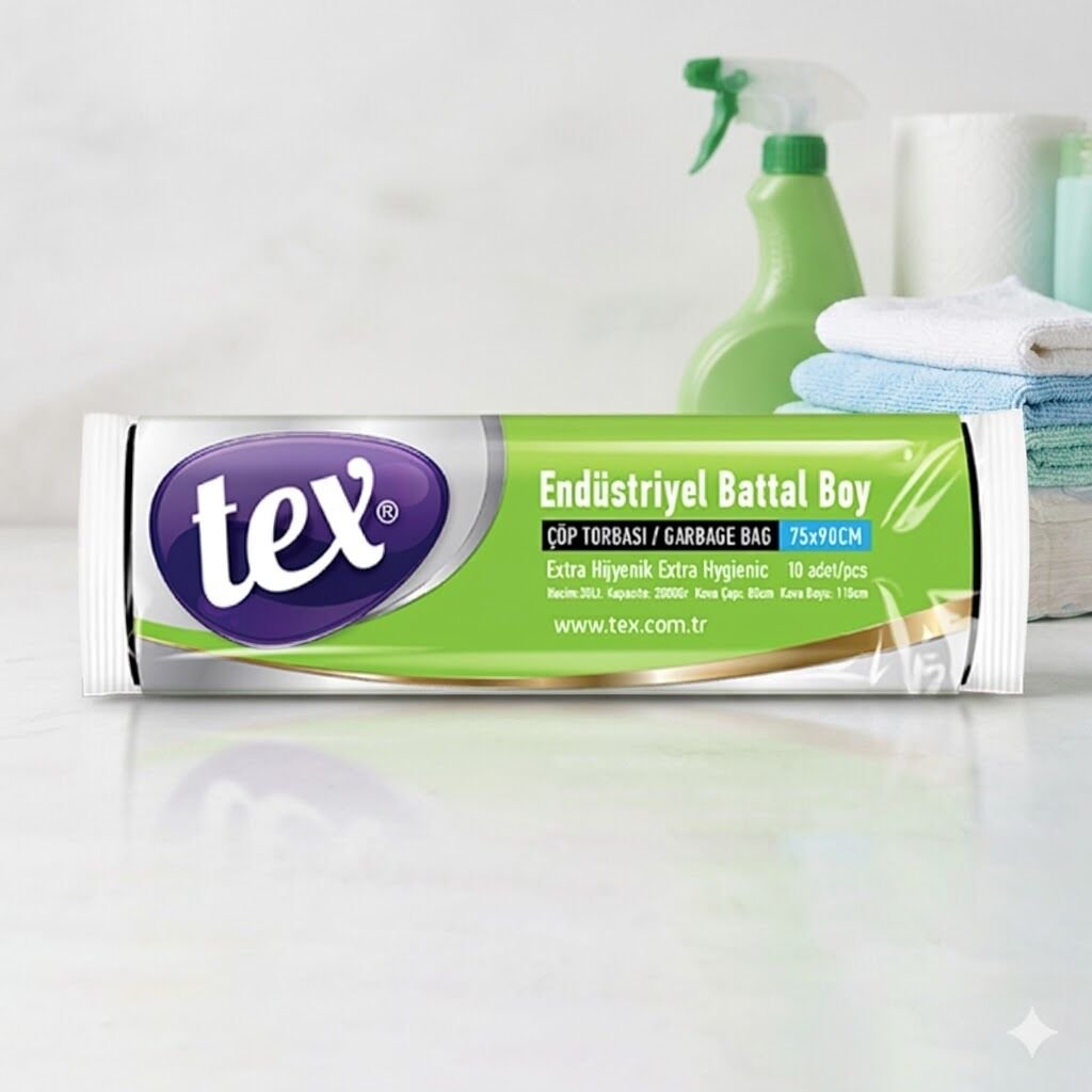 Tex Endüstriyel Battal Boy Çöp Torbası Siyah 75X90 Cm  300 Gram