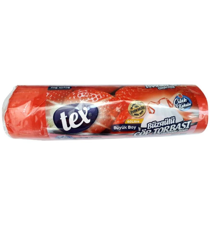 Tex Çöp Poşet Büzgülü Büyük Çilek Kokulu 65*70