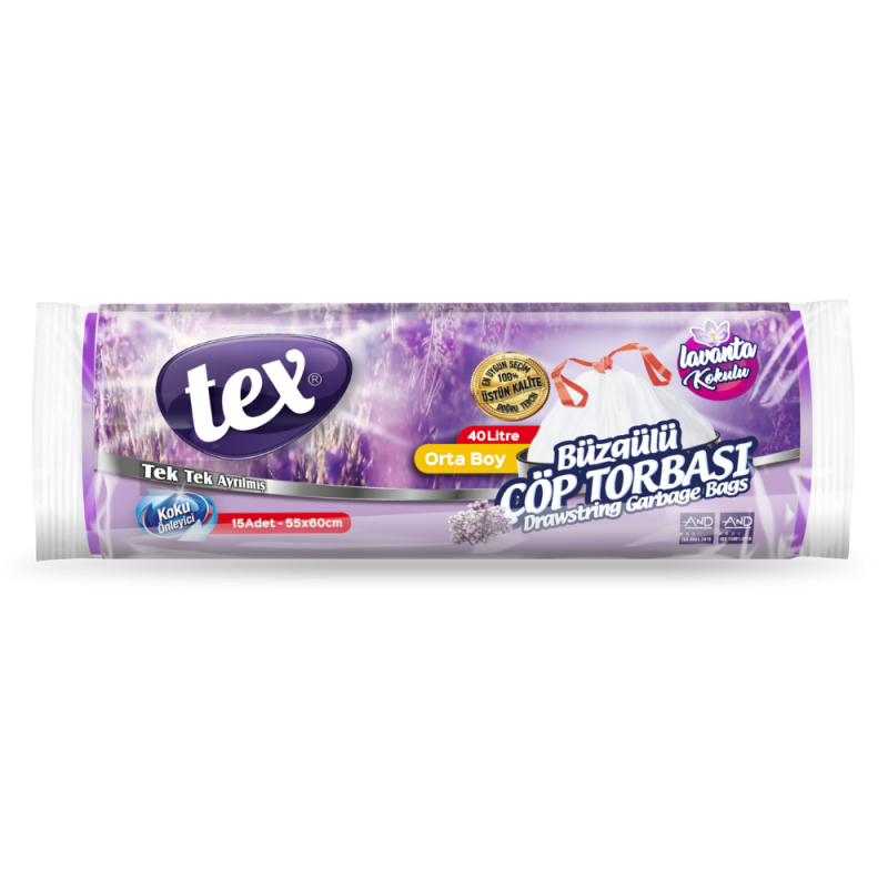 TEX ÇÖP POŞ.BÜZGÜLÜ ORTA LAVANTA KOK.55*60 25'Lİ