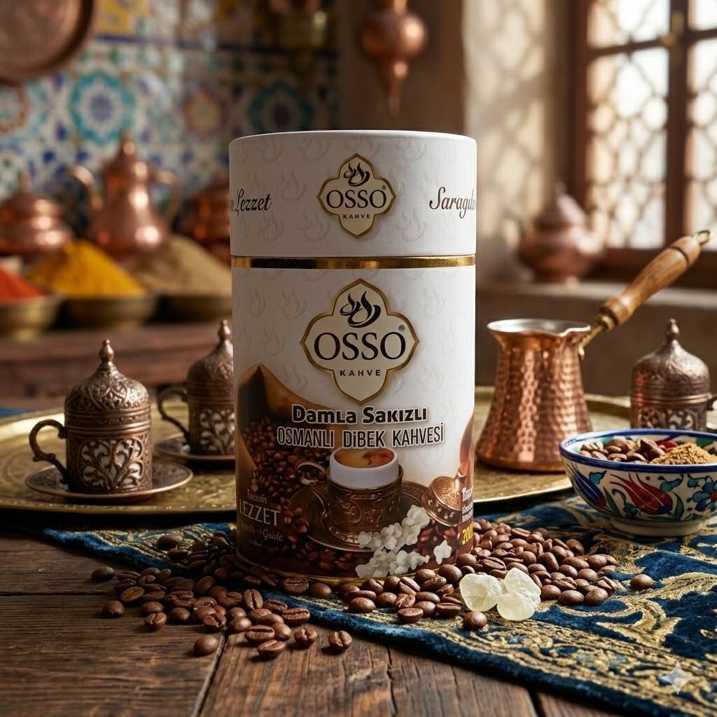 Osso Damla Sakızlı Dibek Kahvesi Silindir Kutu 200gr
