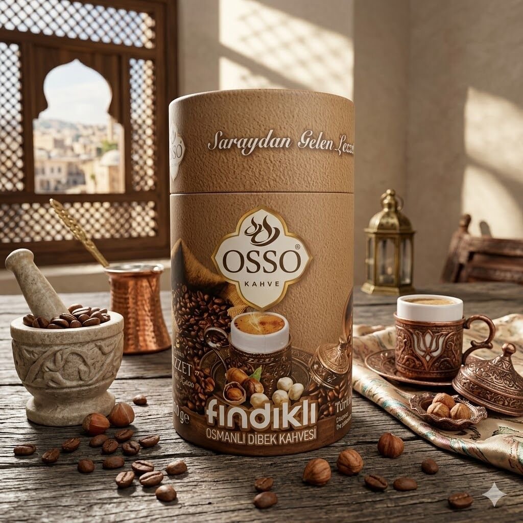OSSO Fındıklı Dibek Kahvesi 200 Gr Silindir Kutu