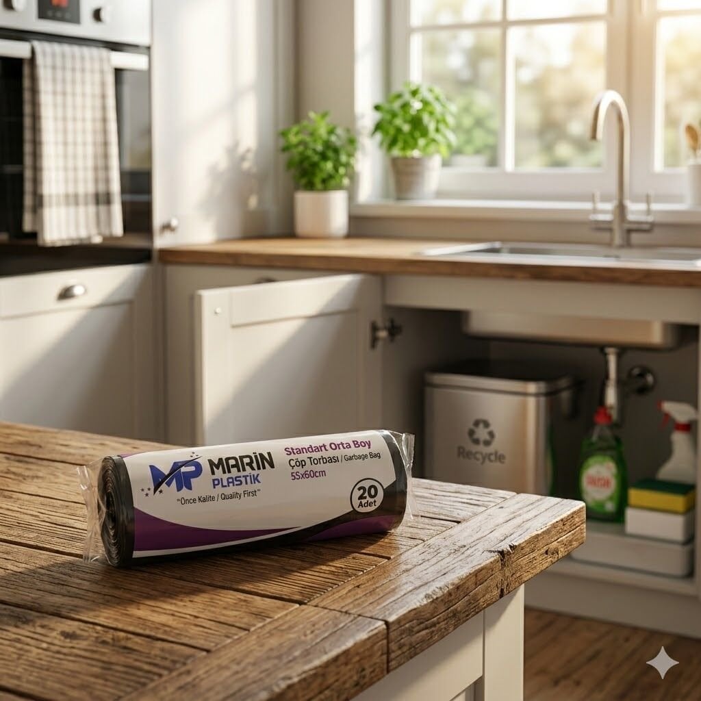 Marin Endüstriyel Orta Boy Çöp Poşeti 55*60 Siyah