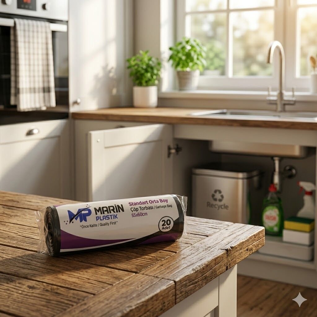 Marin Endüstriyel Orta Boy Çöp Poşeti 55*60 Siyah