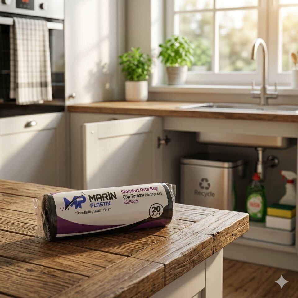 Marin Endüstriyel Orta Boy Çöp Poşeti 55*60 Siyah
