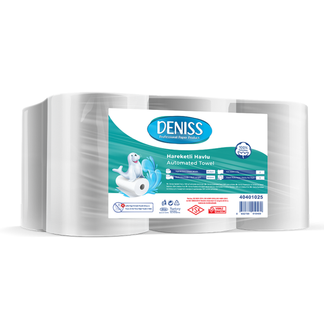Deniss Eko Sensörlü Dispenser Hareketli Havlu 2 Kat 6 Rulo 2,5 Kg 41 Metre