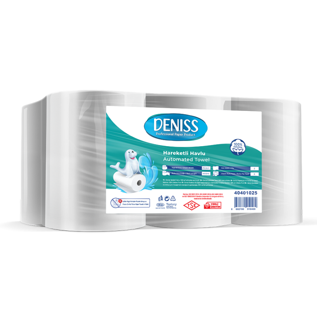 Deniss Eko Sensörlü Dispenser Hareketli Havlu 2 Kat 6 Rulo 2,5 Kg 41 Metre